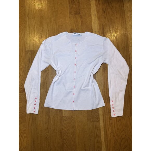 Zara Cute Button Down Sweater Cardigan Size Large - Picture 2 of 8